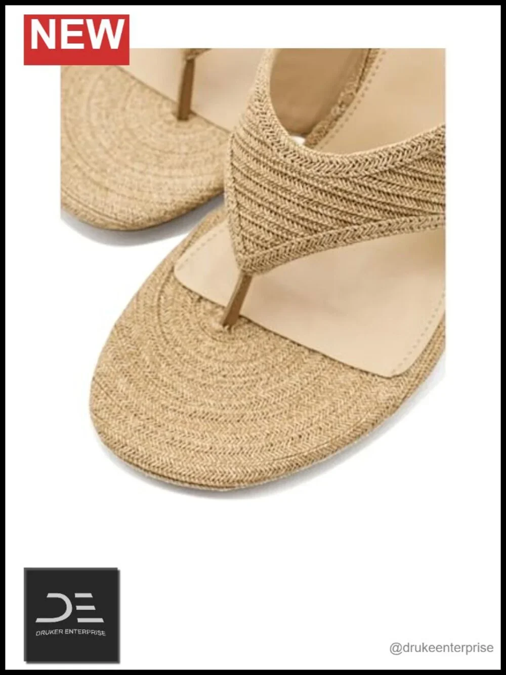 Open Toe Woven Faux Leather Thong Wedge Sandals for Women